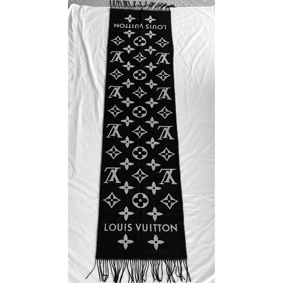 Louis Vuitton Cashmere Scarf Black 70x19 - Picture 6 of 8